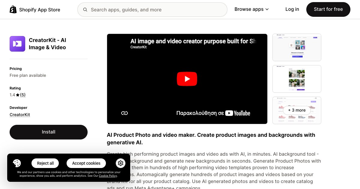 CreatorKit: Creador de fotos y vídeos de productos con IA para Shopify ...