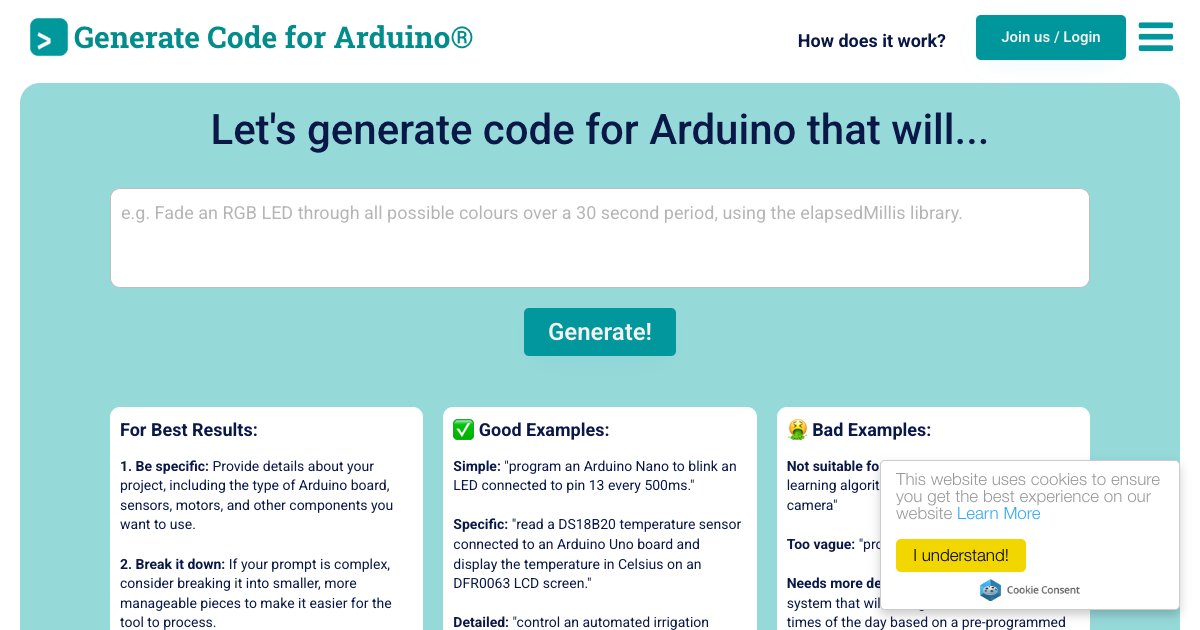 Generador de código Duino: genera código Arduino al instante con IA ...